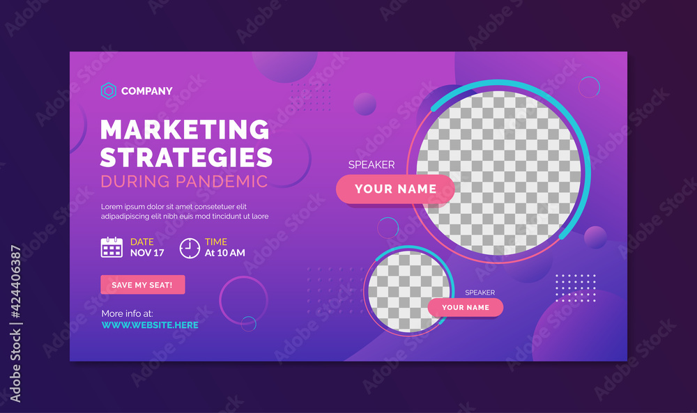 Marketing strategies during pandemic webinar banner template Stock
