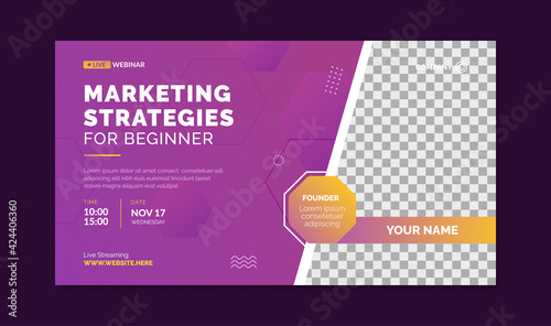 Marketing strategies for beginner webinar banner template