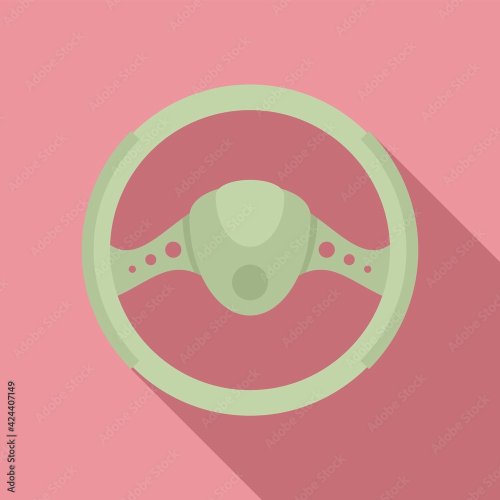 Obraz premium Car steering wheel icon, flat style
