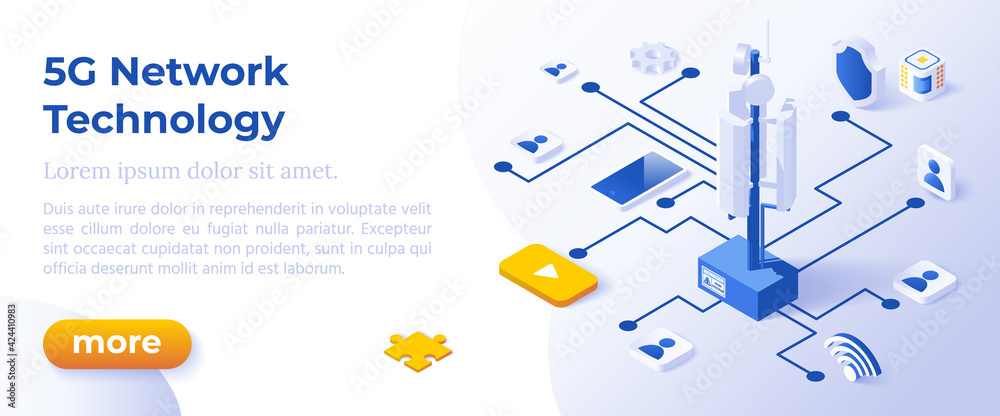 5G NETWORK TECHNOLOGY - Isometric Design in Trendy Colors Isometrical ...