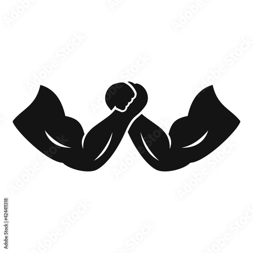 Arm wrestling icon, simple style