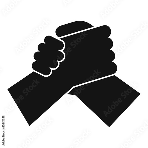 Arm wrestling hands icon, simple style