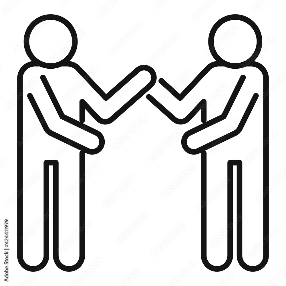 Arm wrestling together icon, outline style Arm wrestling together icon, outline style