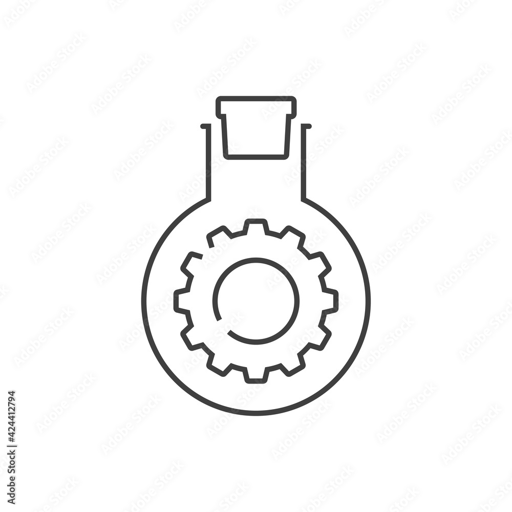 Laboratorio de química. Engranaje con probeta de forma circular con tapón con lineas de color gris Laboratorio de química. Engranaje con probeta de forma circular con tapón con lineas de color gris