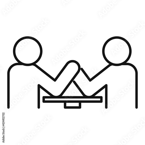 Arm wrestling coach icon, outline style