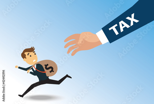 businessman running away from tax for tax concept