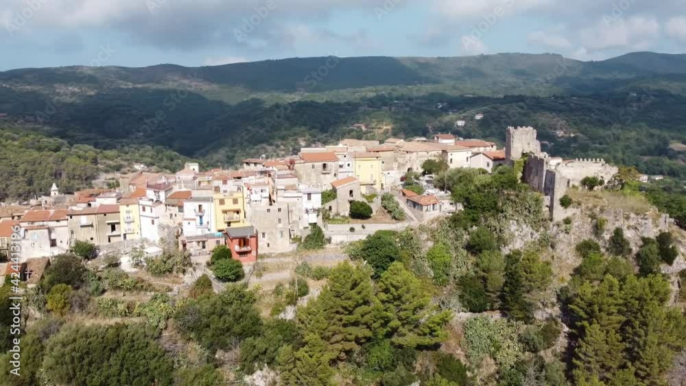 Aerial panoramic view of Camerota, italian village on top of a cliff on the Apennine mountains Aerial panoramic view of Camerota, italian village on top of a cliff on the Apennine mountains