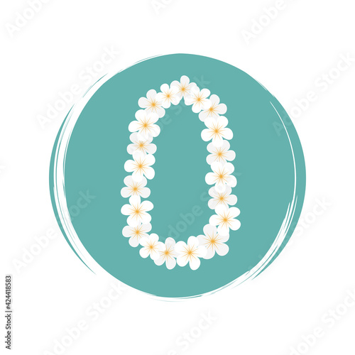 Cute logo or icon vector with flowers necklace on circle with brush texture, for social media story and highlights