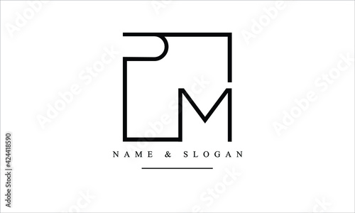 PM, MP, P, M abstract letters logo monogram photo