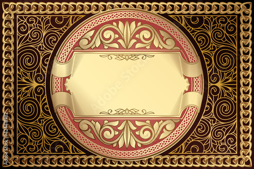 Golden ornate decorative vintage design card