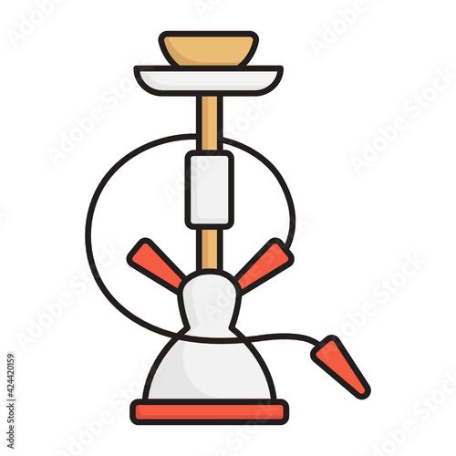 Shisha Concept stock illustration, Hookah Flavored Tabaco Vector color Icon Design, Arab culture and traditions Symbol on white background, Islamic and Muslim practices Sign, Ramadan and Eid al Fitr