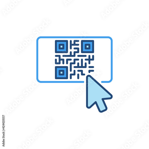 Mouse click on QR Code button vector concept colored icon