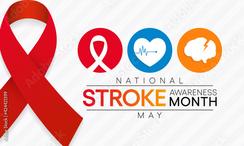 National Stroke awareness month is observed each year during May, it is a serious life-threatening medical condition that happens when the blood supply to part of the brain is cut off. Vector art.