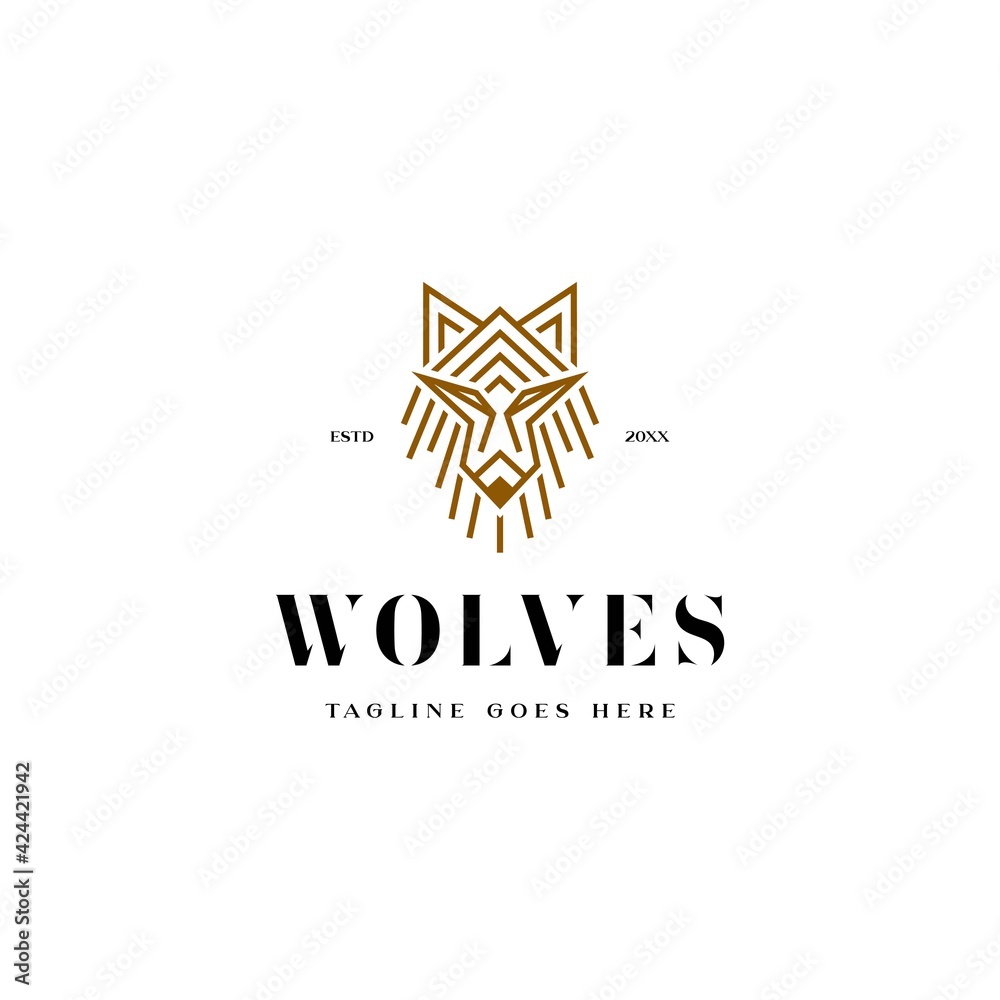 wolf face head animal logo icon vector template