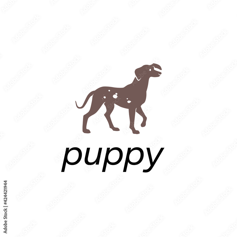 Dog animal silhouette isolated on white background. Vector flat illustration. For banners, cards, advertising, congratulations, logo.