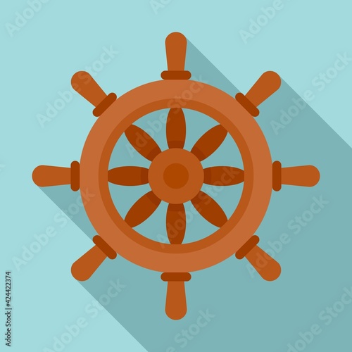 Vessel ship wheel icon, flat style