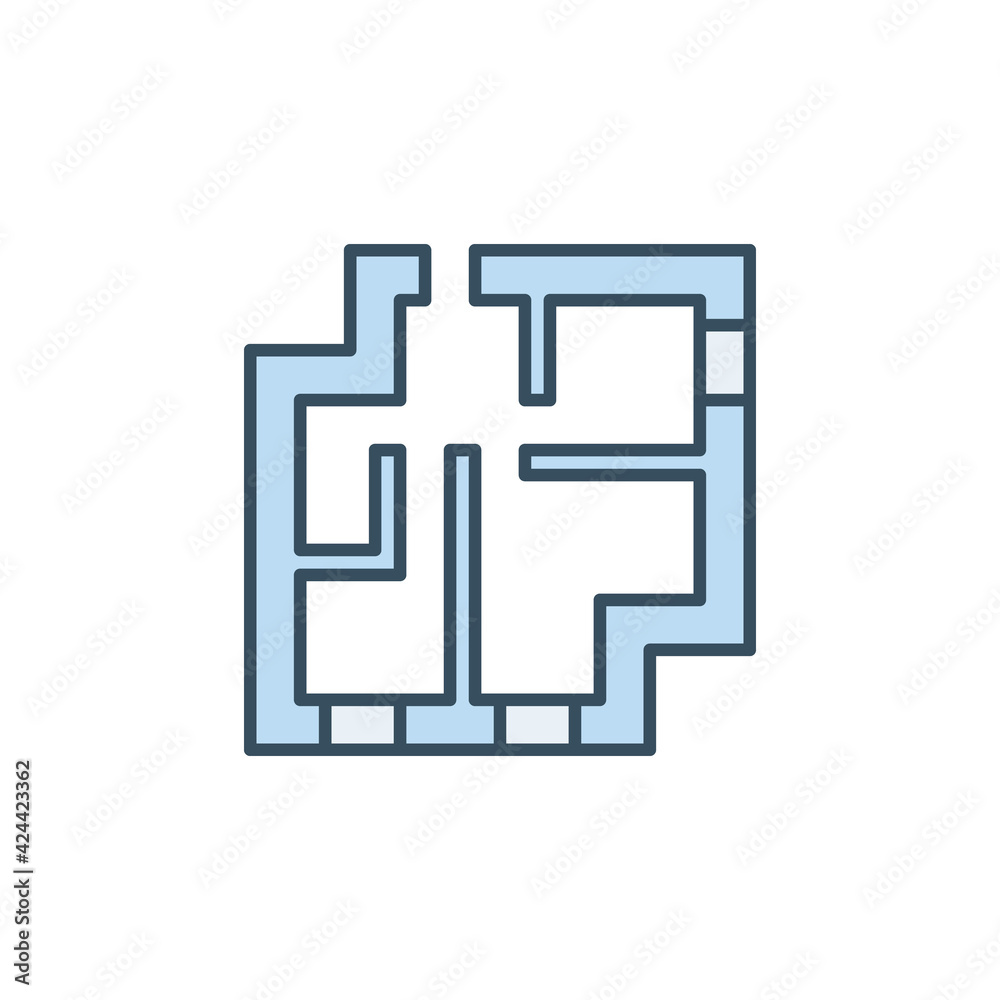 Apartment Plan vector concept blue modern icon Apartment Plan vector concept blue modern icon