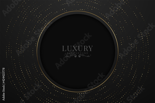 Black abstract background with luxury gradient geometric elements