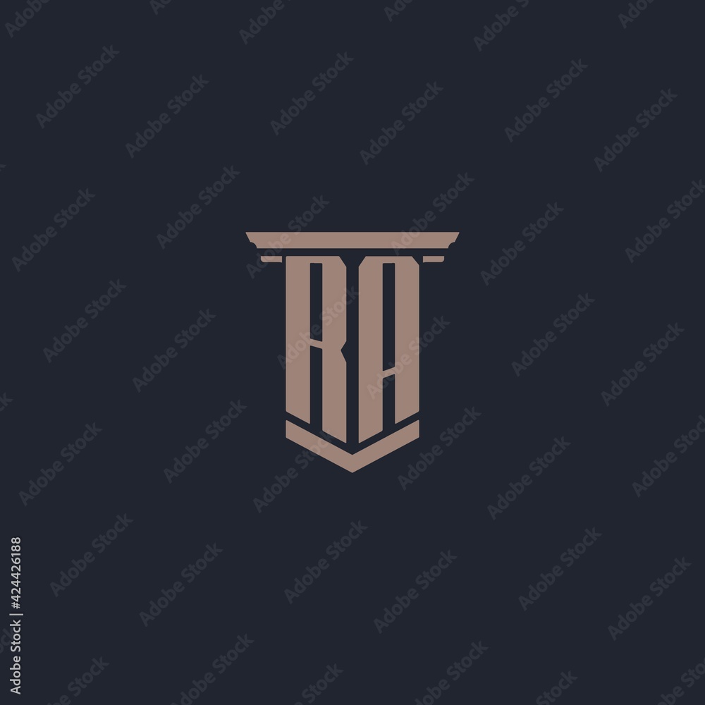 RA initial monogram logo with pillar style design Stock Vector | Adobe ...