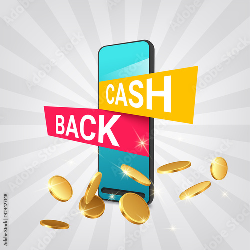 Money saving, cash back reward bonus program vector banner