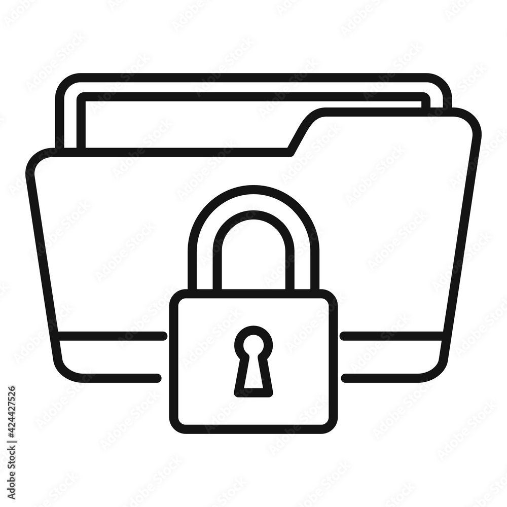 Locked remote folder icon, outline style Locked remote folder icon, outline style