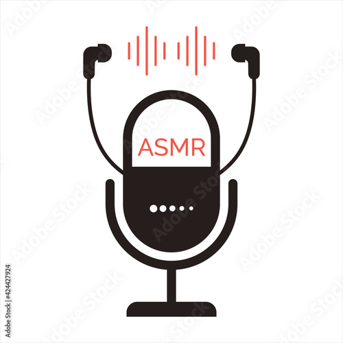 ASMR icon with microphone and earphones
