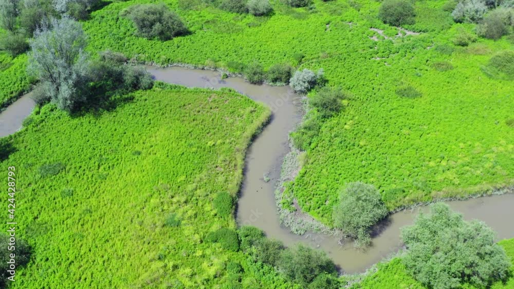 Aerial view of the Sutla (Sotla) River, a border of Croatia and Slovenia Aerial view of the Sutla (Sotla) River, a border of Croatia and Slovenia