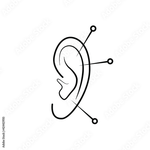 Acupuncture ear needle massage therapy icon. EPS 10 vector illustration.