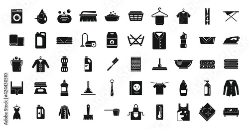Dry cleaning icons set, simple style