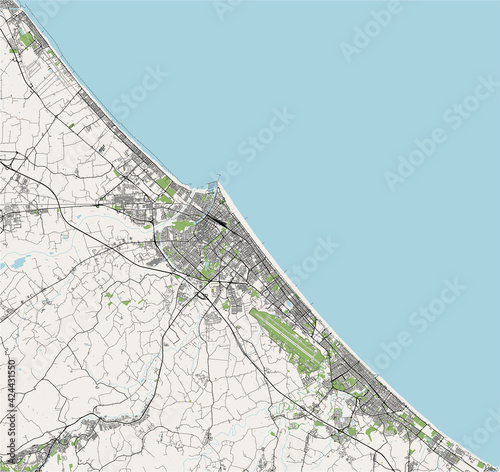 map of the city of Rimini, Italy