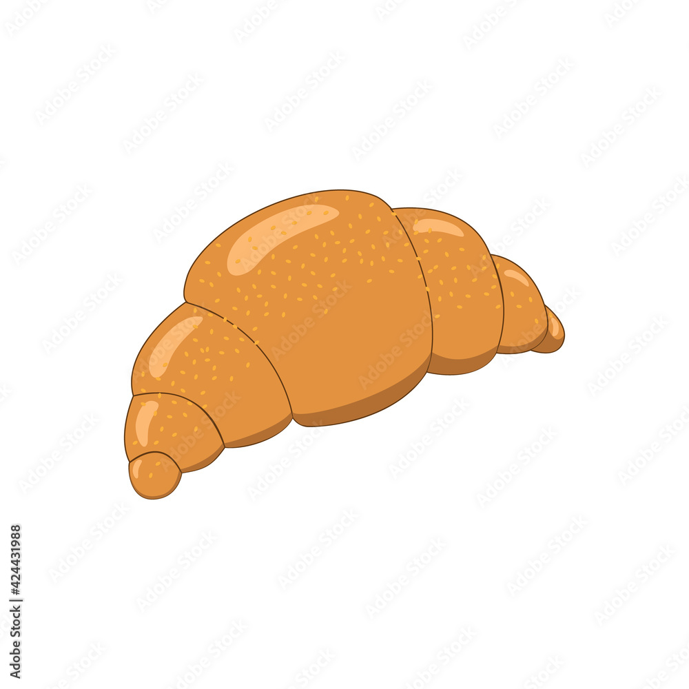 Vector illustration of a fresh croissant on a white isolated background. A single object as a part for a wide range of applications in design. For print and web. Vector illustration of a fresh croissant on a white isolated background. A single object as a part for a wide range of applications in design. For print and web.