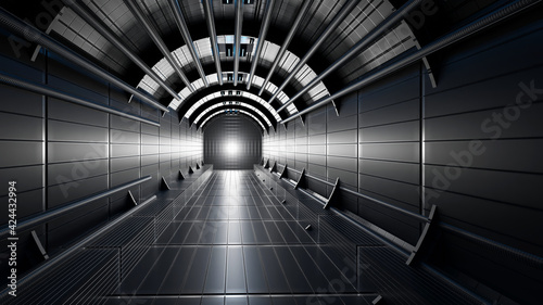Sci-fi background corridor room smart future abstract 3d rendering