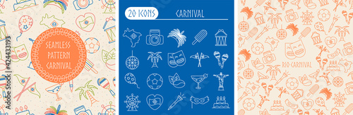 Bundling of seamless pattern, icon and background carnival