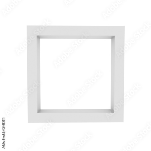 Realistic empty white frame on light background, border with shadow. 3d with mockup for project.3d illustration.