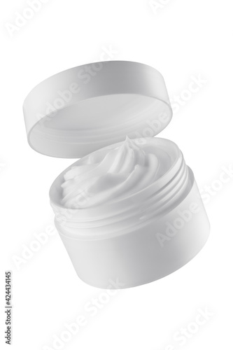 White blank packaging cosmetic cream jar. Shot in studio isolated on white background with clipping path. Cosmetic product design template concept