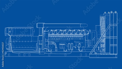 Large industrial diesel generator. Vector