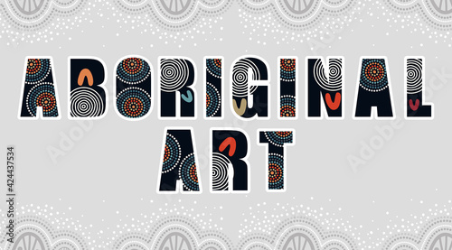 Aboriginal art word with aboriginal pattern