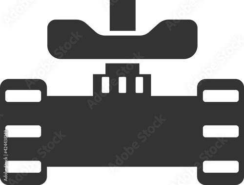 Icon of a pipe with a gate valve. Black silhouette.