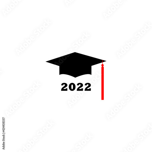 Congrats Grad 2022. Vector label on white background. Print for graduation design, congratulation event, party, high school or college graduate