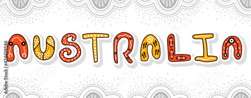 Australia vector word with aboriginal art decoration