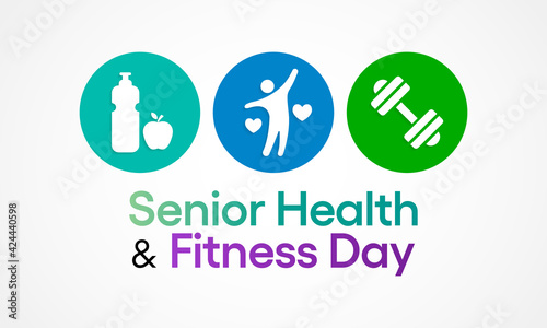 Vector illustration on the theme of National Senior health and fitness day observed each year on last Wednesday in May.