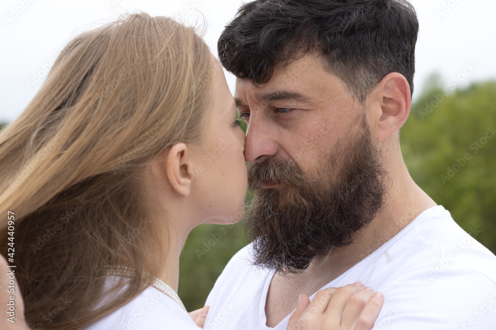 Close-up portrait of a couple of people in love, man and woman. Close-up portrait of a couple of people in love, man and woman.