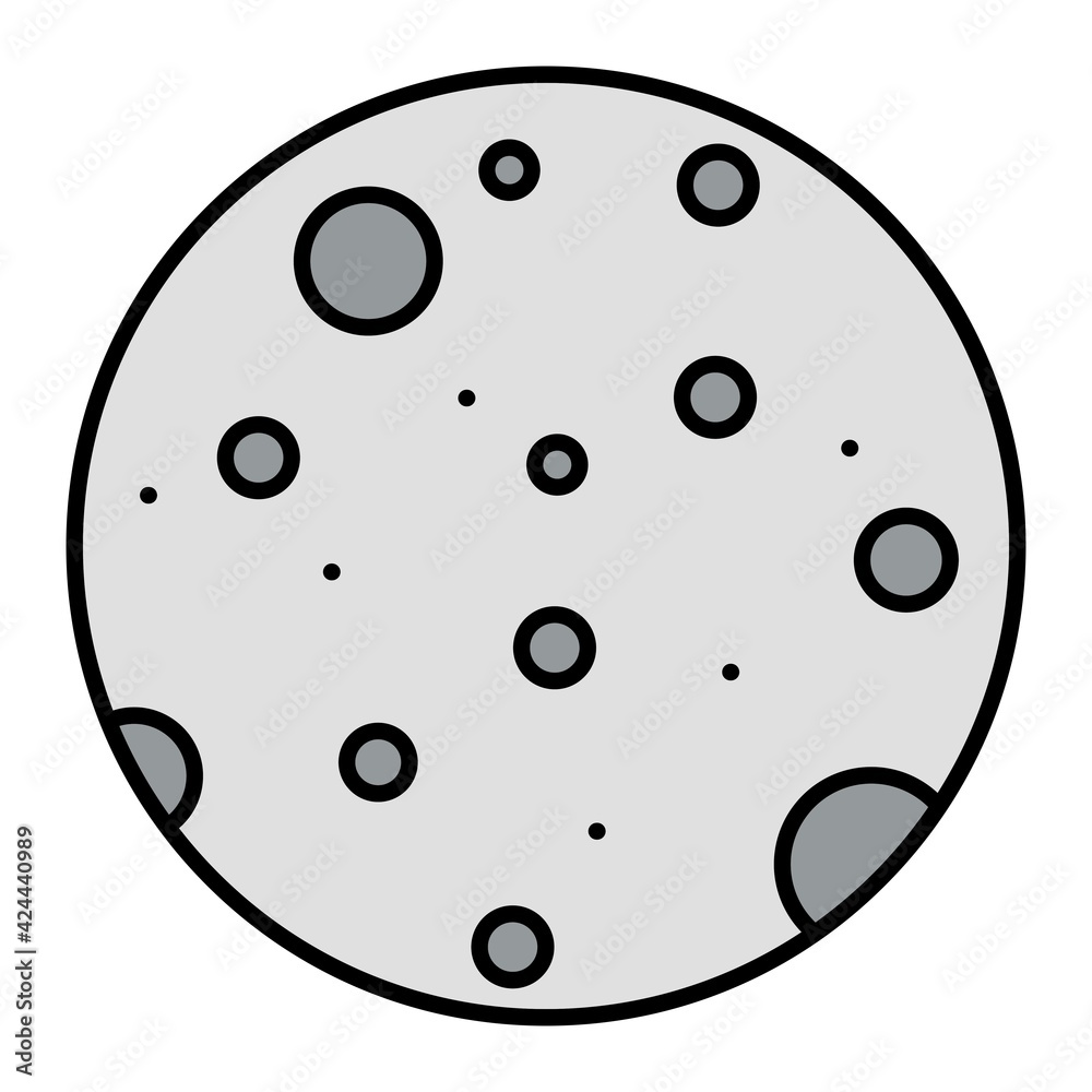 Vector Full Moon Outline Icon Design Vector Full Moon Outline Icon Design