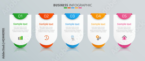 Business vector  infographic template for diagram, presentation and chart with 5 options, parts, steps or processes 