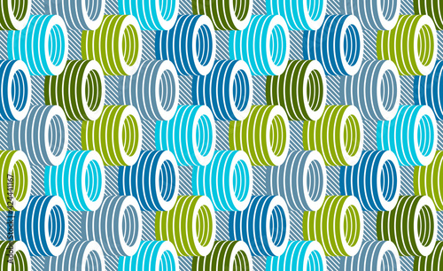 3D tubes optical seamless pattern, vector repeat tiling background, op art theme textile or wrapping paper, website backdrop or wallpaper.