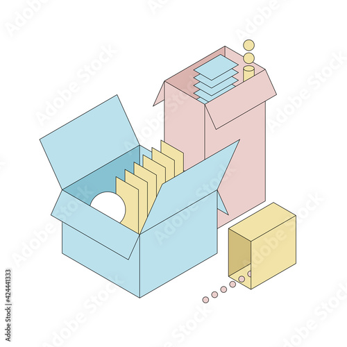 Delivery and shipping carton package. Cardboard boxes