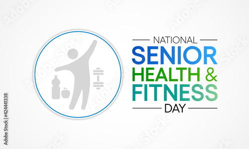 Vector illustration on the theme of National Senior health and fitness day observed each year on last Wednesday in May.