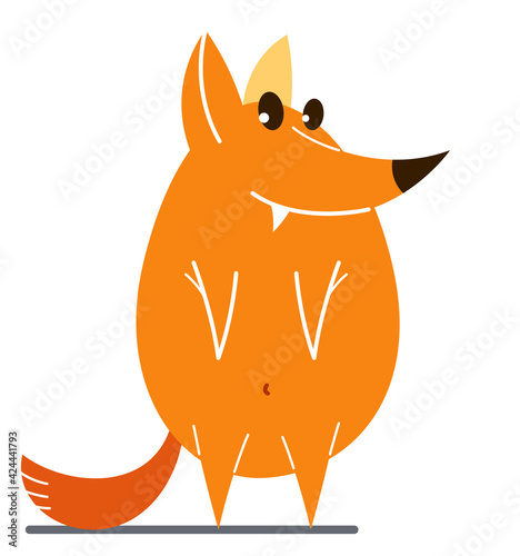 Funny cartoon fox flat vect...