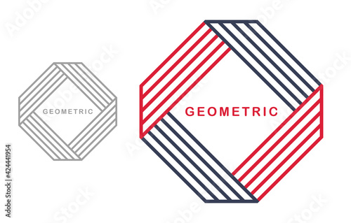 Geometric vector line art logo isolated on white, abstract linear contemporary style symbol, geometrical shape emblem, business corporate branding graphic design element.