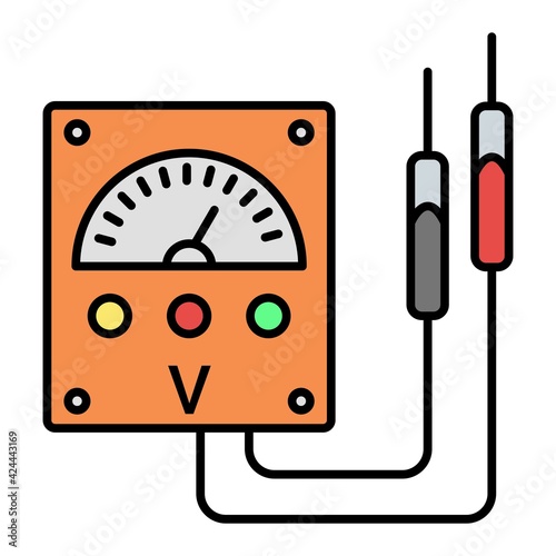 Vector Voltmeter Outline Icon Design